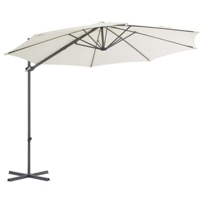 vidaXL Parasol met draagbare voet zandkleurig