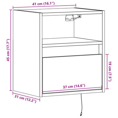 vidaXL Tv-wandmeubel met LED-verlichting 41x31x45 cm bruin eikenkleur