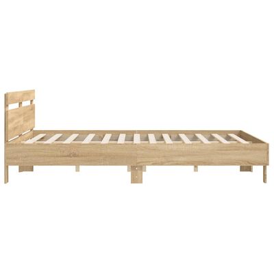 vidaXL Bedframe met hoofdeinde bewerkt hout sonoma eiken 180x200 cm