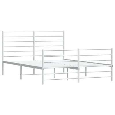 vidaXL Bedframe met hoofd- en voeteneinde metaal wit 135x190 cm