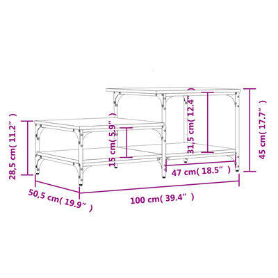 vidaXL Salontafel 100x50,5x45 cm bewerkt hout sonoma eikenkleurig