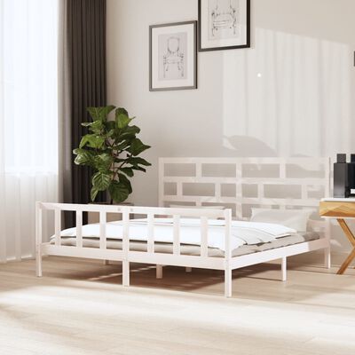 vidaXL Bedframe massief grenenhout wit 180x200 cm