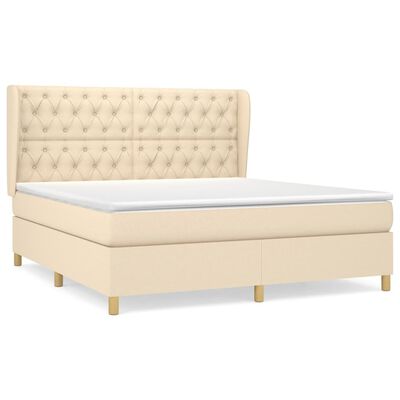 vidaXL Boxspring met matras stof crèmekleurig 160x200 cm