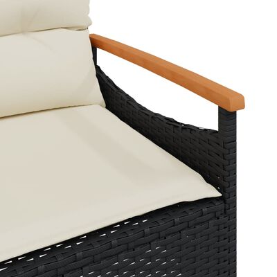 vidaXL Tuinbank met kussens 116x62,5x74 cm poly rattan zwart