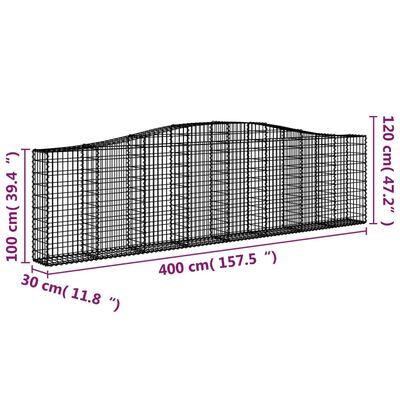 vidaXL Schanskorven 6 st gewelfd 400x30x100/120 cm ijzer