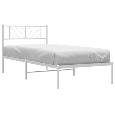 vidaXL Bedframe met hoofdbord metaal wit 80x200 cm