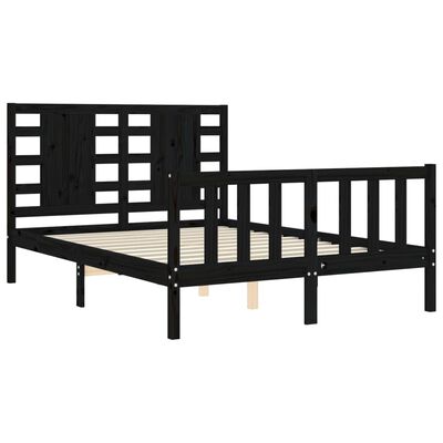 vidaXL Bedframe met hoofdbord massief hout zwart 120x200 cm