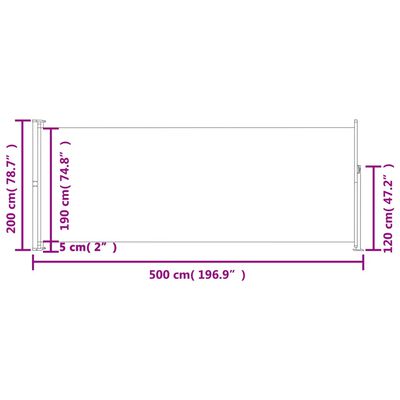 vidaXL Tuinscherm uittrekbaar 220x500 cm rood