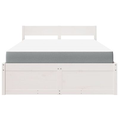 vidaXL Bed met lades en matras massief grenenhout wit 140x190 cm