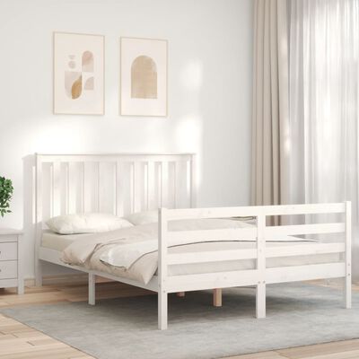 vidaXL Bedframe met hoofdbord massief hout wit