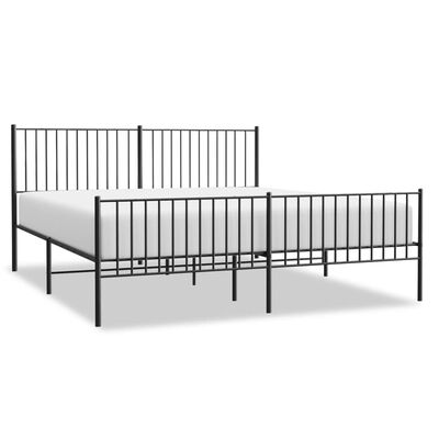 vidaXL Bedframe met hoofd- en voeteneinde metaal zwart 183x213 cm