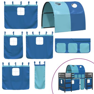 vidaXL Kinderhoogslaper met tunnel 80x200 cm massief grenenhout blauw