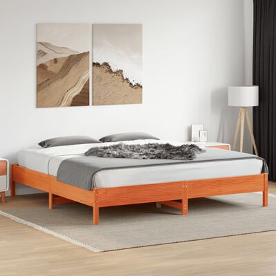 vidaXL Bedframe zonder matras massief grenenhout wasbruin 180x200 cm