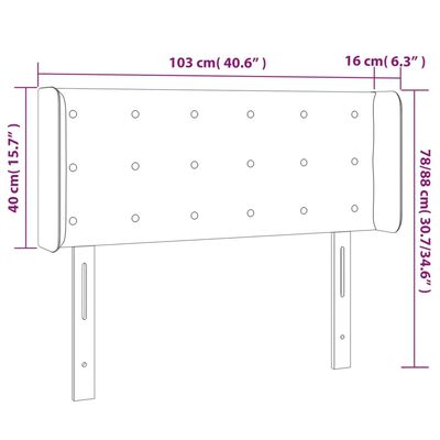 vidaXL Hoofdbord LED 103x16x78/88 cm fluweel donkerblauw