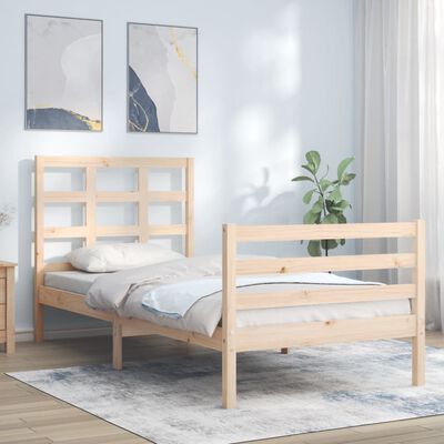 vidaXL Bedframe met hoofdbord massief hout