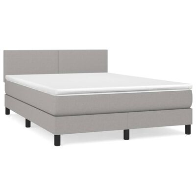 vidaXL Boxspring met matras stof lichtgrijs 140x190 cm