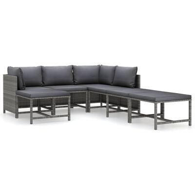 vidaXL 7-delige Loungeset met kussens poly rattan grijs