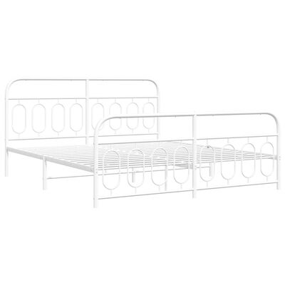 vidaXL Bedframe met hoofd- en voeteneinde metaal wit 183x213 cm