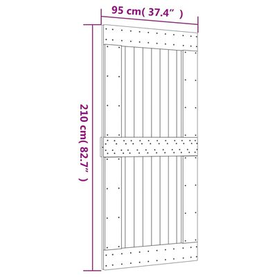 vidaXL Schuifdeur met beslag 95x210 cm massief grenenhout