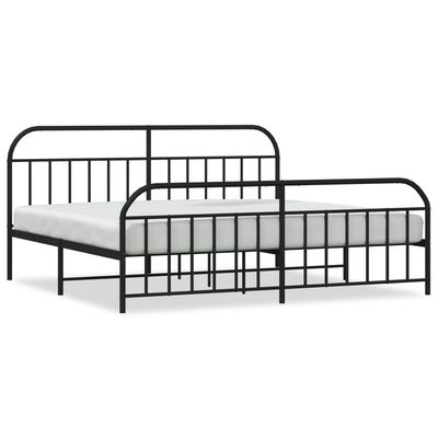 vidaXL Bedframe met hoofd- en voeteneinde metaal zwart 193x203 cm