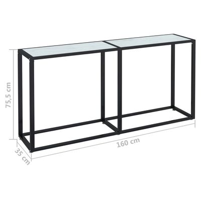 vidaXL Wandtafel 160x35x75,5 cm gehard glas witmarmerkleurig