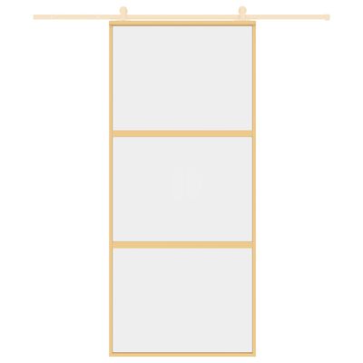 vidaXL Schuifdeur 90x205 cm helder ESG-glas en aluminium goudkleurig