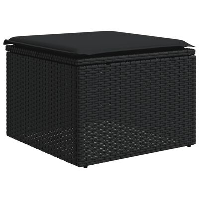 vidaXL 11-delige Loungeset met kussens poly rattan zwart