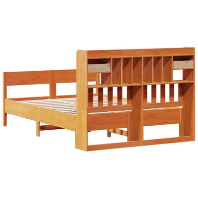 vidaXL Bed met boekenkast zonder matras grenenhout wasbruin 140x190 cm