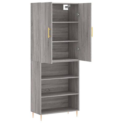 vidaXL Hoge kast 69,5x34x180 cm bewerkt hout grijs sonoma eikenkleurig