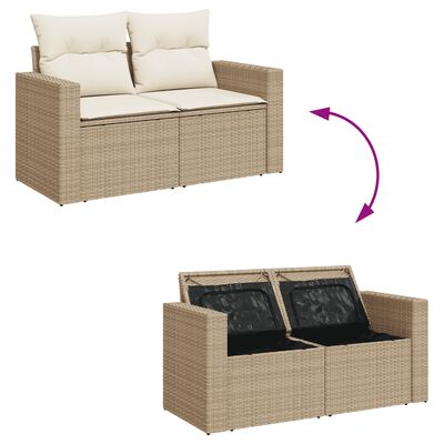 vidaXL 10-delige Loungeset met kussens poly rattan beige