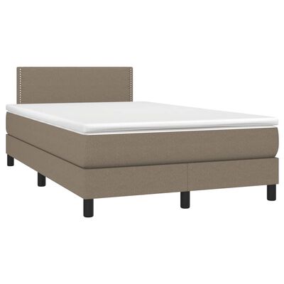 vidaXL Boxspring met matras en LED stof taupe 120x190 cm