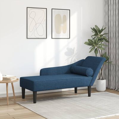 vidaXL Chaise longue met kussens stof blauw