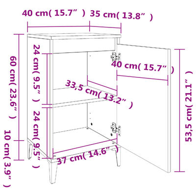 vidaXL Nachtkastjes 2 st 40x35x70 cm bewerkt hout betongrijs