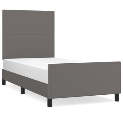 vidaXL Bedframe met hoofdbord kunstleer grijs 80x200 cm