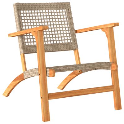 vidaXL Tuinstoelen 2 st poly rattan en acaciahout beige