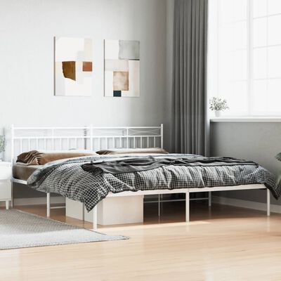 vidaXL Bedframe met hoofdbord metaal wit 200x200 cm