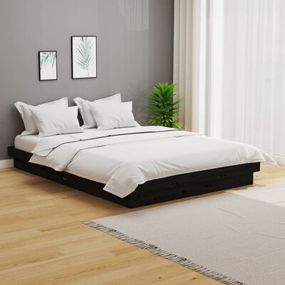 vidaXL Bedframe massief hout zwart 120x190 cm