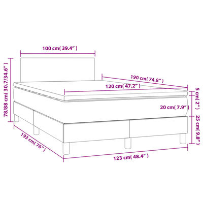 vidaXL Boxspring met matras en LED stof taupe 120x190 cm