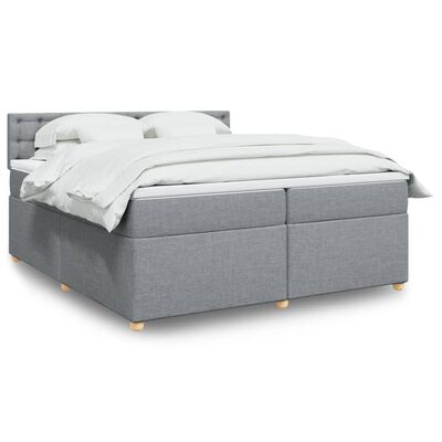 vidaXL Boxspring met matras stof lichtgrijs 200x200 cm