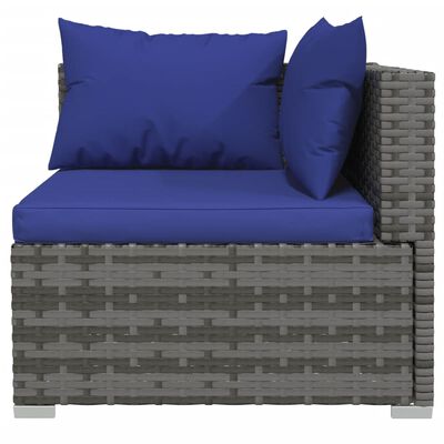 vidaXL 8-delige Loungeset met kussens poly rattan grijs