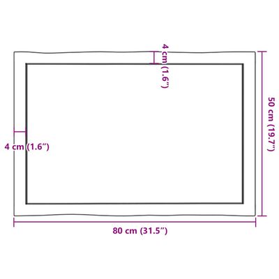 vidaXL Tafelblad natuurlijke rand 80x50x(2-4) cm massief eikenhout