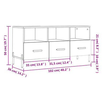 vidaXL Tv-meubel 102x36x50 cm bewerkt hout hoogglans wit