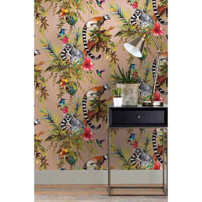 DUTCH WALLCOVERINGS Behang Lemur roségoudkleurig