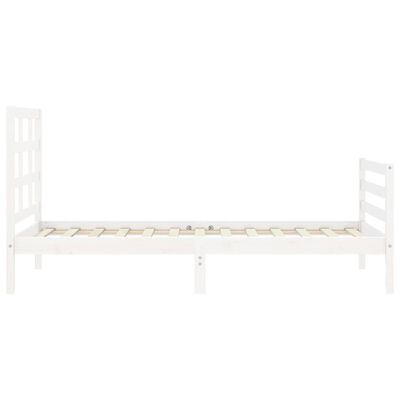 vidaXL Bedframe met hoofdbord massief hout wit 90x200 cm