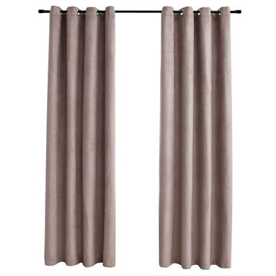 vidaXL Gordijn verduisterend met metalen ringen 2 st 140x175 cm taupe