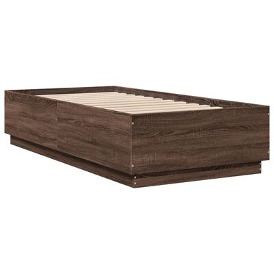 vidaXL Bedframe bewerkt hout bruin eikenkleur 90x190 cm