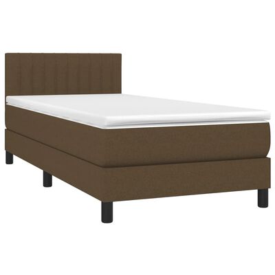 vidaXL Boxspring met matras en LED stof donkerbruin 90x190 cm