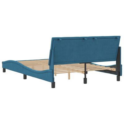 vidaXL Bedframe met hoofdeinde fluweel blauw 140x200 cm