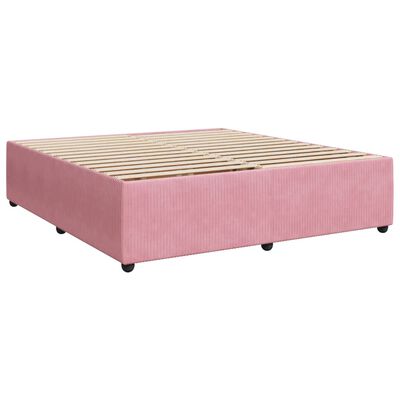 vidaXL Boxspring met matras fluweel roze 200x200 cm