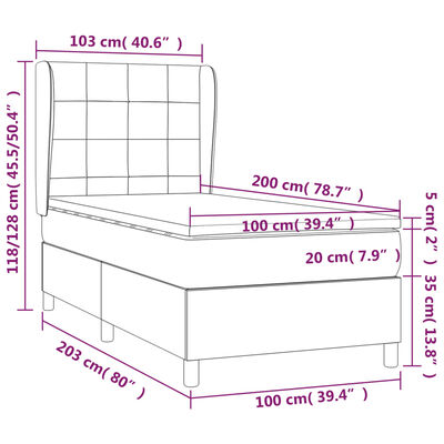 vidaXL Boxspring met matras stof zwart 100x200 cm